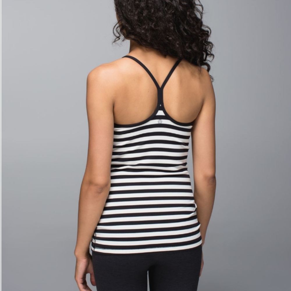 LululemonPower Y Black White Apex Stripe tank top  Angel Wing 4